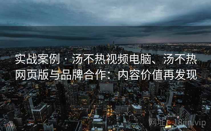 实战案例 · 汤不热视频电脑、汤不热网页版与品牌合作：内容价值再发现